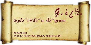 Gyárfás Ágnes névjegykártya